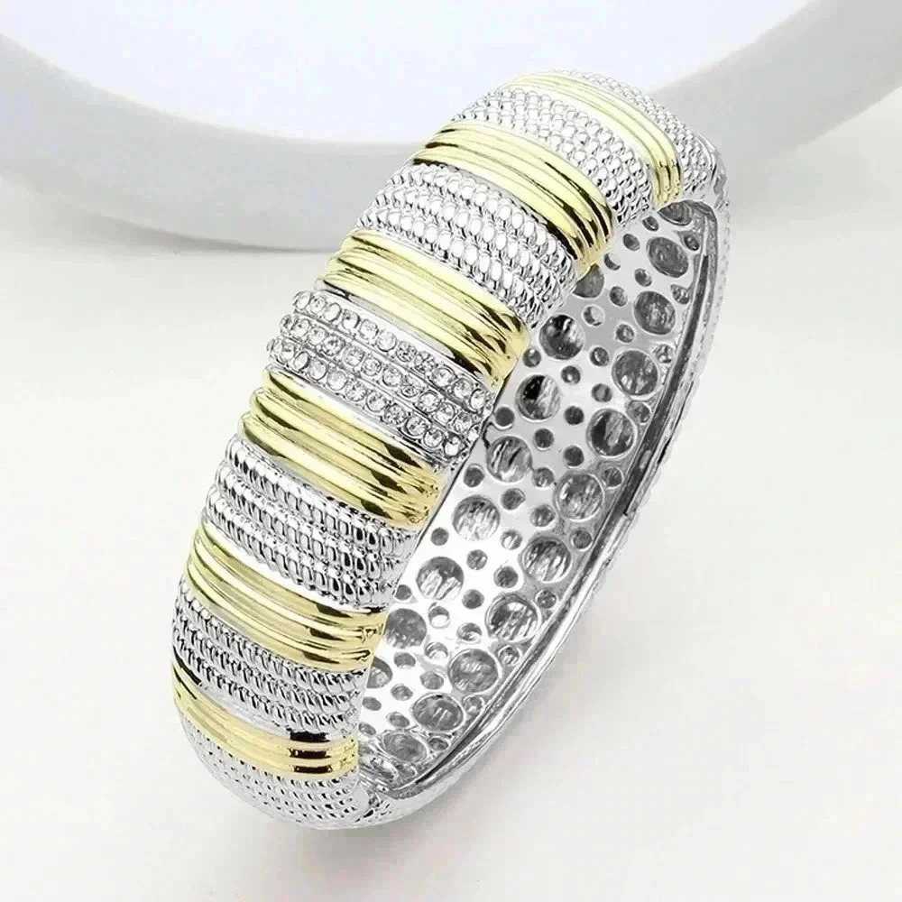 Two Tone Chunky Bangle Bracelet - image 1